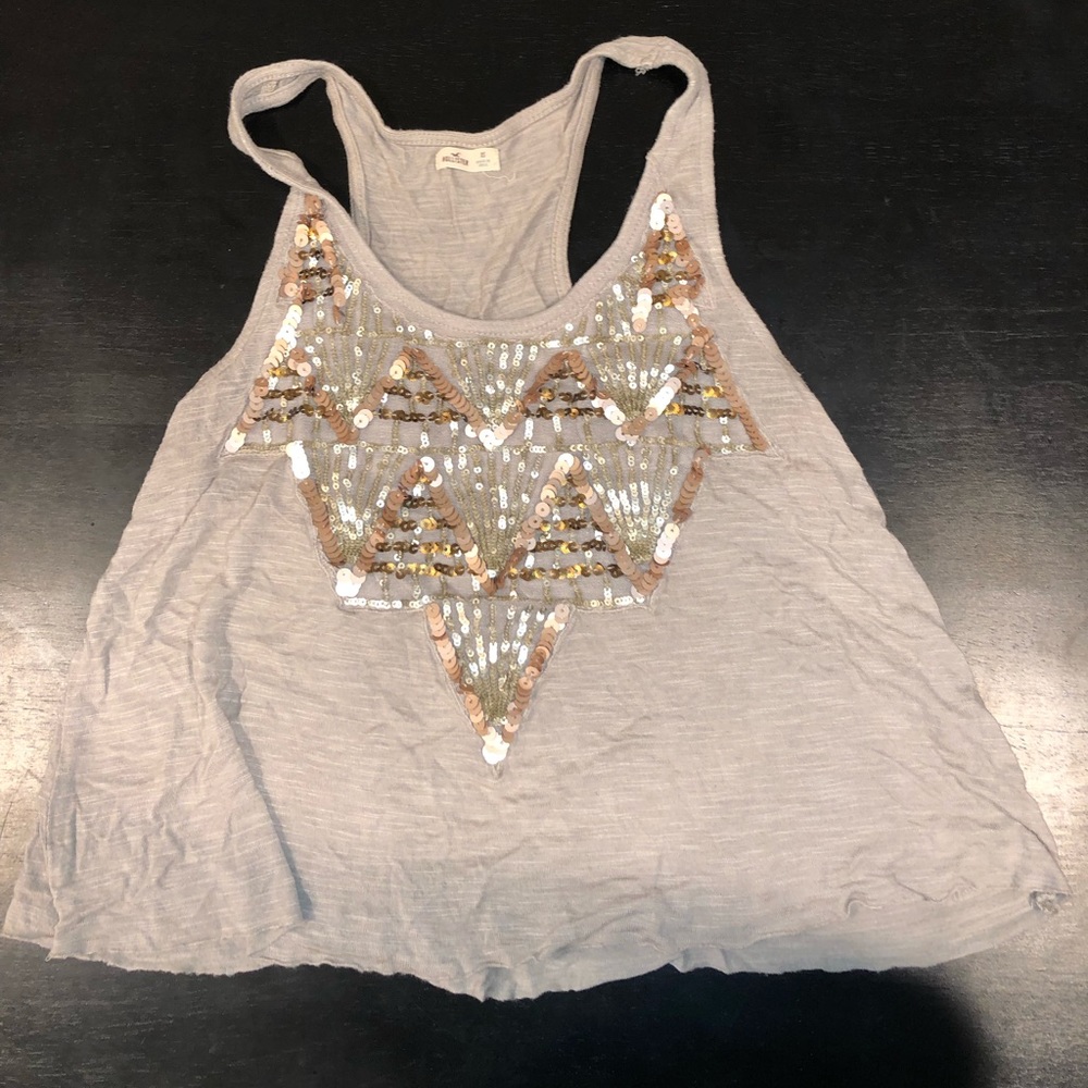 Hollister Cropped Tank Top w/ Sequin Pattern